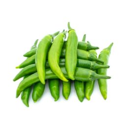 GREEN CHILI OF VARIOUS SIZES, GROWN IN POTS ON TERRACE GARDEN